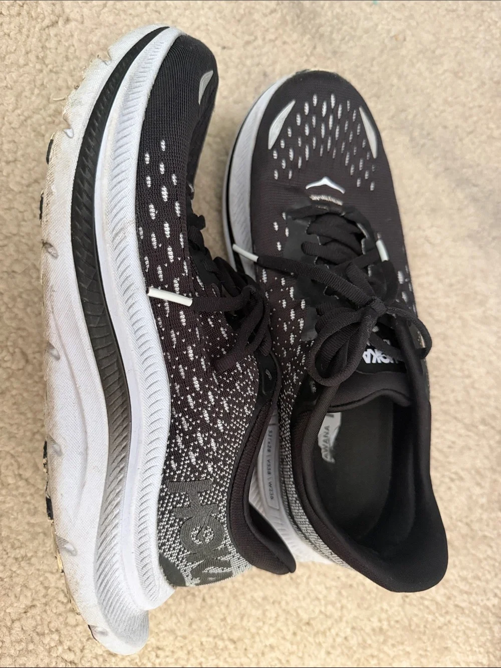 Hoka Black and White Women's Athletic Running Shoes